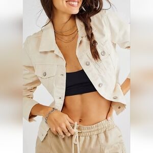 Free People Rumors Women's Cream Denim Jacket